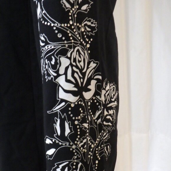 NWT BCBG sz SM MED LG XL 95% cotton BLK SILVER TWIN ROSE BUTTERFLY 2PC TRACKSUIT - Picture 5 of 16